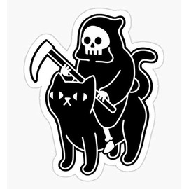 Death Rides A Black Cat Sticker - Graphic for Auto, Wall, Laptop, Cell, Truck Windows, Cars