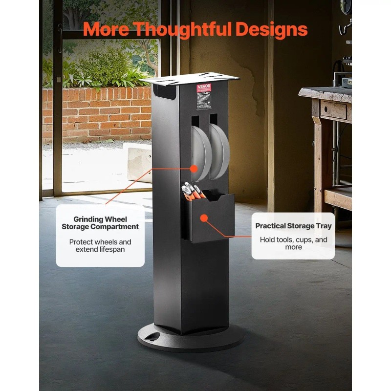 Heavy-Duty 11" X 6.7" Rectangular Nonadjustable Height Bench Grinder Stand