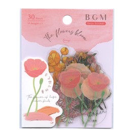 Flake Seal BS-PF01 Deco Sticker Flowers Blossom [Orange] Clear Seal Clean