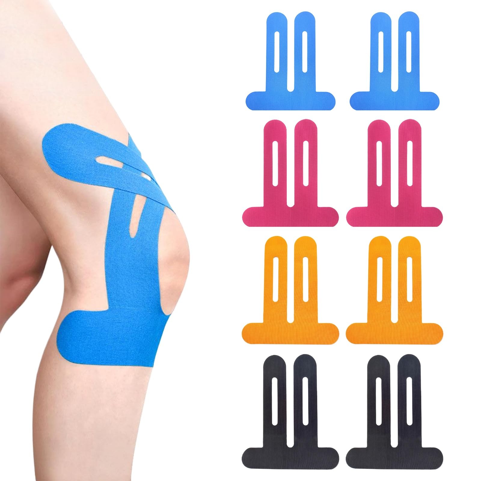 10 PCS Precut Kinesiology Tape For Knees, Muscle Tape Precut Strips For Knee Pain Relief, Athletic Tapes Sports Tapes Knee Support & Stability (Black - View #12