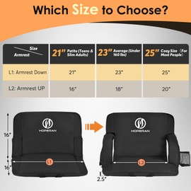 HOPERAN 2pcs Double Heated Stadium Seats for Bleachers with Back Support 25" Wide Cushion, Extra Portable Bleacher Seat Foldable Stadium Chair, USB 3 Levels of Heat, 5 Pockets for Outdoor Games Sports | HOPERAN