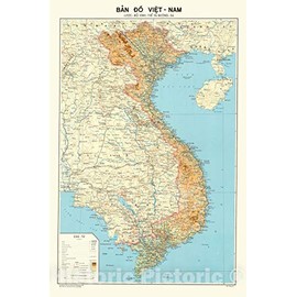 Historic Pictoric Map : Vietnam 1966, Bản đồ Việt-NAM, lược-đồ hinh-Thể và dường-sá, Antique Vintage Reproduction : 16in x 24in