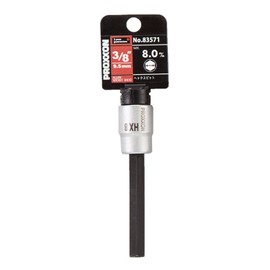 PROXXON No.83571 Hex Bit Socket, 3/8", Long, 3.1 inches (80 mm), 0.3 inches (8 mm)