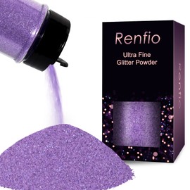 Renfio Iridescent Ultra Fine Glitter Powder Resin Supplies Glitters 1.94 Oz (55g) PET Flake Crafts Sequins 1/128" 0.008" 0.2mm Epoxy Chips Flakes for Tumblers Slime Painting - Dream Purple