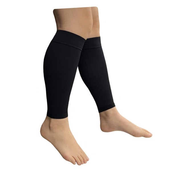 HealthyNees Shin Calf Sleeve 20-30 mmHg Medical Compression Circulation Extra Wide Plus Size Big Tall Leg Thick Calves Firm Support (Black, Wide Calf 4XL)