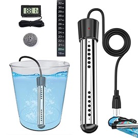 Immersion Water Heater, Bucket Water Heater, Submersible Water Heater 304 Stainless Steel Guard, Pool Heaters for Boiling Bath Water to Heat 5 Gallons of Water in Minutes-U.S standard