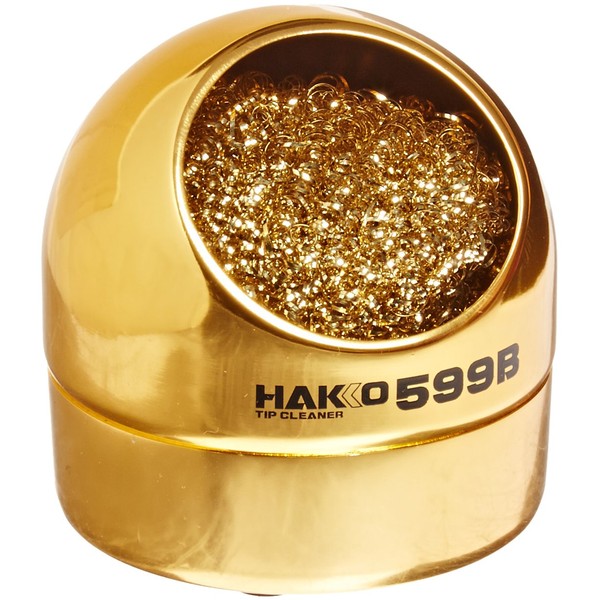 Hakko 599B Brass Soldering Iron Tip Cleaning Wire – no Water Solder Cleaner with Pot Base 599B-02