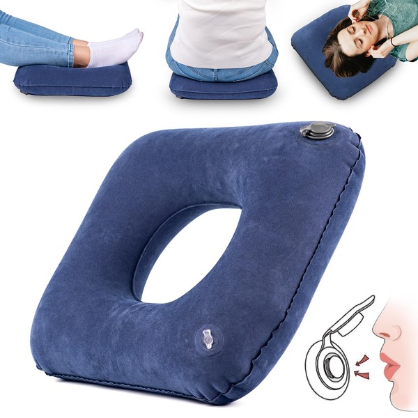 wefaner Portable Inflatable Bedsore Cushion Pillow Cushion, for Tailbone Pain Relief, for Hemorrhoids, Pregnancy, Bedsore, Long Time Cushion, with Air Pump.
