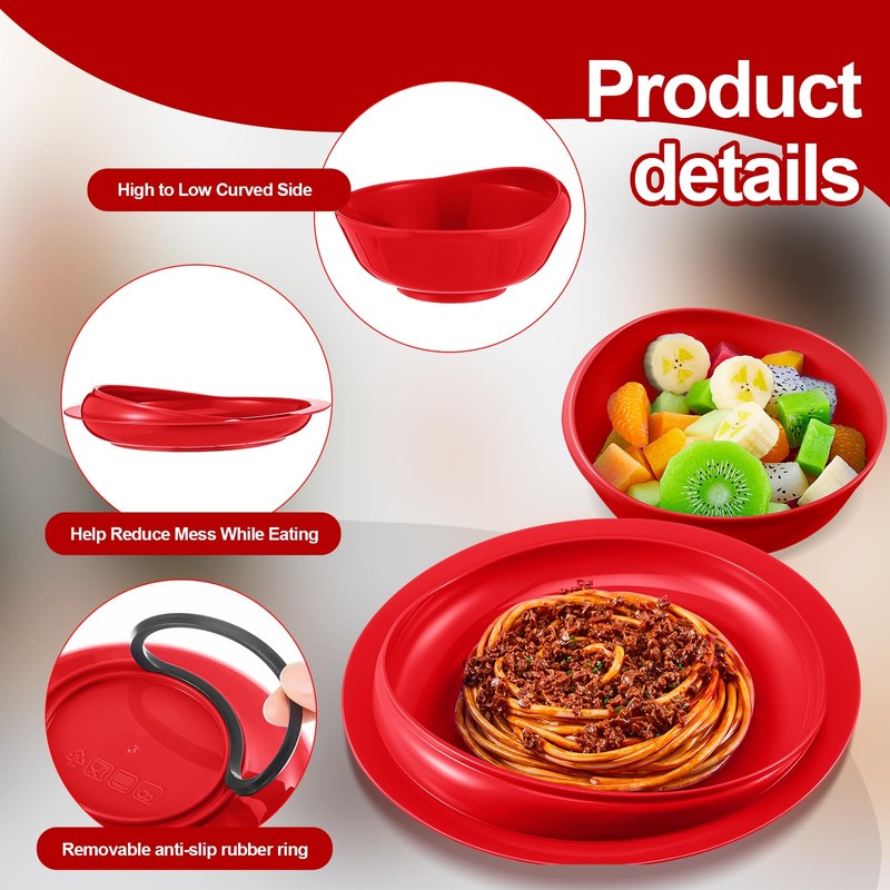 4 Pcs Adaptive Spill Proof Scoop Plates and Bowls with