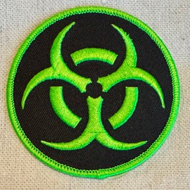 Biohazard Symbol Embroidered Patch Iron-On Danger Symbol Zombie Green Logo