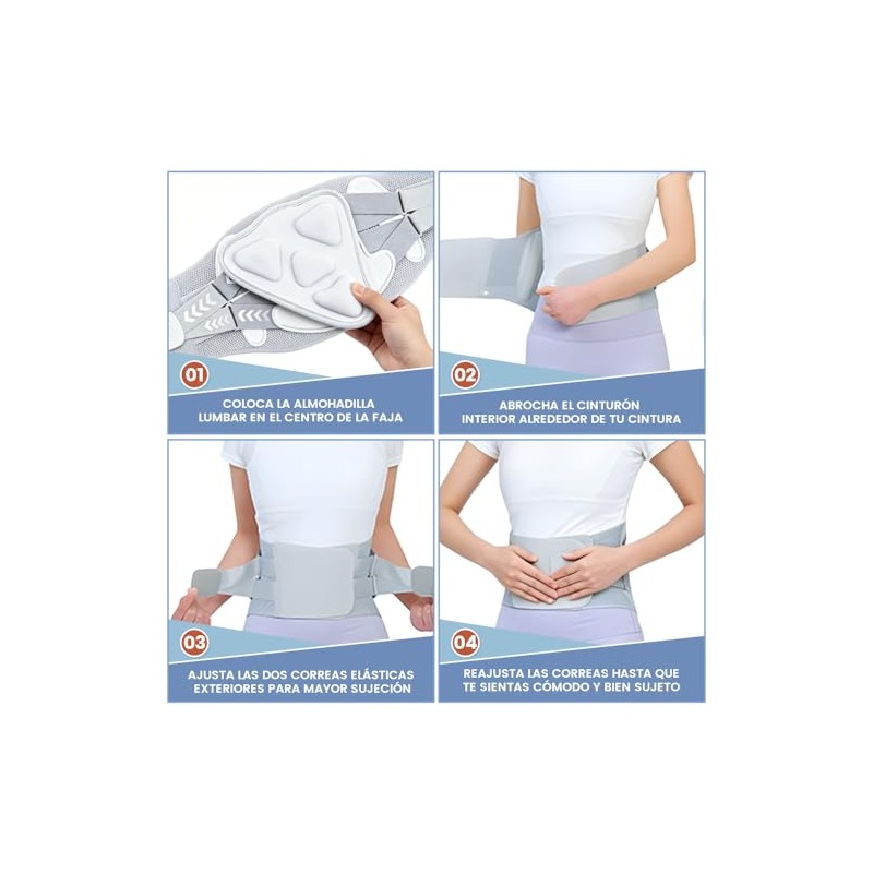 Faja Lumbar Ajustable para Hombres y Mujeres, Transpirables (Medium)