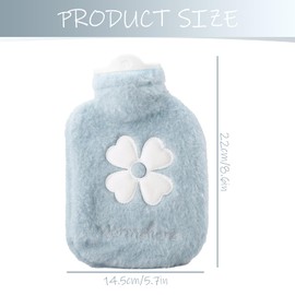 Tabanzhe Tabanzhe 500ml Small Hot Water Bottle with Premium Faux Fur Cover - Mini Hot-Water Bag for Cold & Hot Compress, Suitable for Women, Seniors, and Children (Pink or Blue)