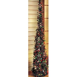 Affordable, Collapsible 65 Lighted Christmas Trees in Green/red for Small Spaces with Timer