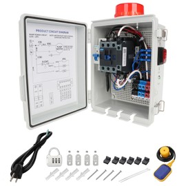 Upgraded Septic Control Panel with Septic Alarm, Pump Circuit Breaker, 14 AWG Power Cord, Float Switch, High Water Septic Tank Alarm with Flashing Lights, 110 DB Audible for Efficient Warning