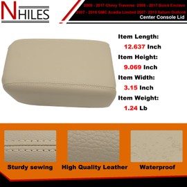NHILES Center Console Cover Fit for 2013 2014 2015 2016 2017 Chevy Traverse | Enclave | Acadia Front Floor Console Armrest Replace Part # Color: Beige