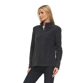 Swiss Alps Womens Quarter Zip Pullover Fleece Stand Collar Long Sleeve Polar Soft Lightweight Sweatshirt Jacket, Charcoal Heather, Medium