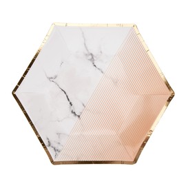 Neviti 772843 Colour Block Marble Plate, Peach, Medium