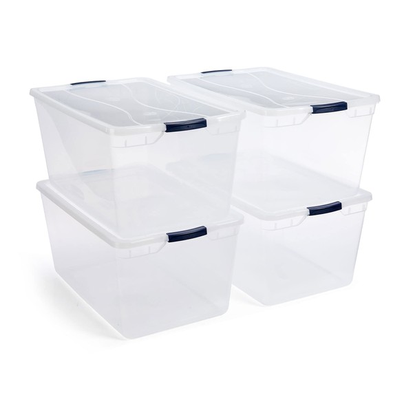 Rubbermaid Cleverstore Clear Plastic Storage Bins with Lid, 95 Qt-4 Pack, 4 Count