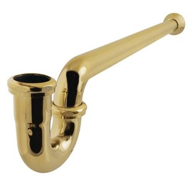 Kingston Brass CC5122 Vintage 1-1/2 in. P-Trap with Bell Flange, 19 in. Length, 18 Gauge, 19'' (L) x 3'' (W) x 5-1/16'' (H), Polished Brass