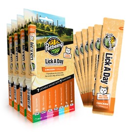PETBEING Lick a Day | Specially Formulated 7-in-1 Functions Daily Real Meat Lickable Cat Supplemets | Tasty Cat Puree Squeeze ups for Cats & Pet Vitamins Combination (7-Pack x 4, Chicken)