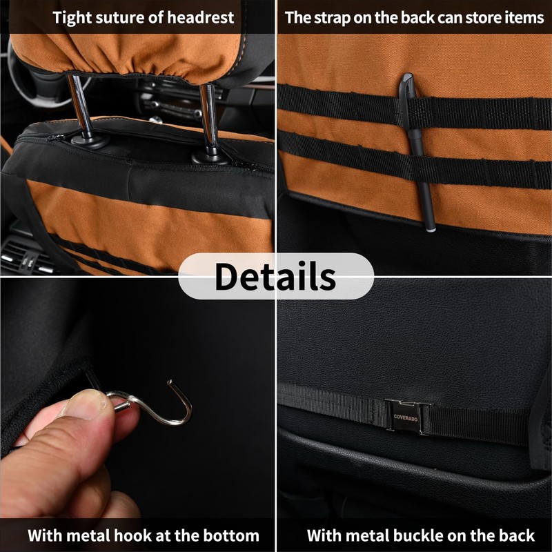 Coverado Car Seat Covers Front, Canvas Universal Seat Covers for
