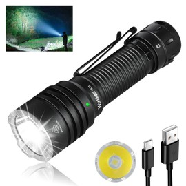 Wurkkos TS23 Tactical Flashlight,5000 High Lumens Rechargeable Flashlight,70.3 HI LED 482M Attack Head LED Flashlights,IP68 Waterproof Flashlights for Emergency,Repair,Camping,Hiking