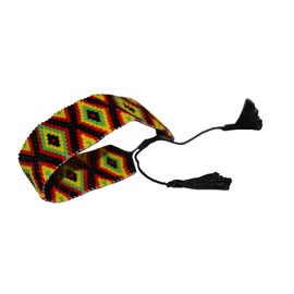 Tiger Smile Glass Bead Rasta Adjustable Bracelet Black Red Yellow Green