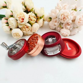 3 inch Hand Crank Grinder with Clear Top Red
