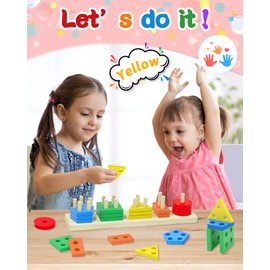 Yetonamr Yetonamr Montessori Toys for 1 2 3 Years Old Boys Girls Birthday Gifts, Wooden Sensory Toys for Ages 2-4 Kids Baby, Toddler Easter Basket Stuffers Learning Toy Activities Puzzles Ages 1-3
