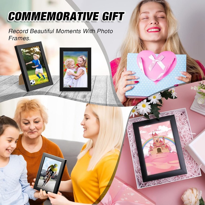 6x4 Photo Frames Set - 4 Pack Black Photo Picture