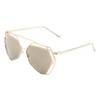 Geometric Wire Metal Frame Sunglasses (Gold, Mirror)