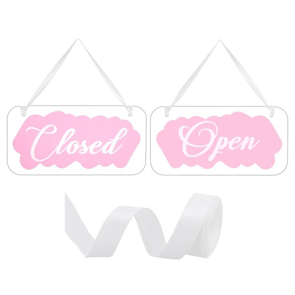 AHANDMAKER 2Pcs Open/Closed Signs, Acrylic Clear Open/Closed Hanging Door Signs