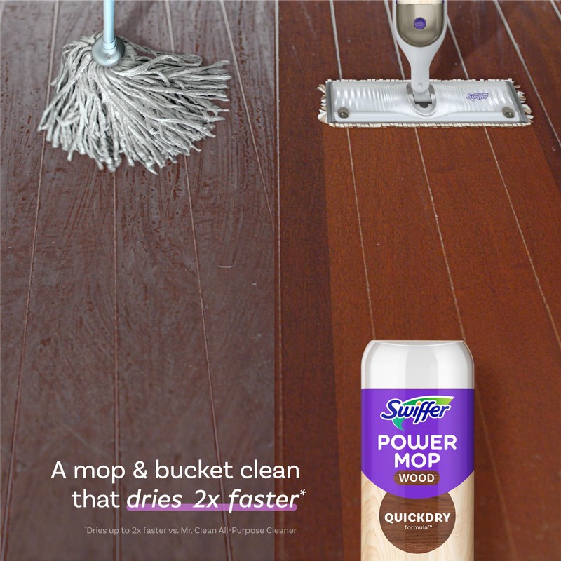 Swiffer Power Mop Wood Refill Solution, QuickDry Hardwood Floor Cleaner