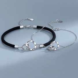 JINYRSOC Matching Couple Bracelets Gifts for Soulmate Girlfriend Boyfriend Husband Wife Valentine's Day Anniversary Birthday Gift, Medium, Stainless Steel, no gemstone