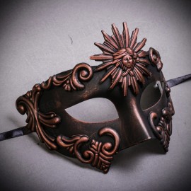 iLoveMasks Metallic Red Copper Black SUN GOD King Emperor Venetian Masquerade Mask for Men