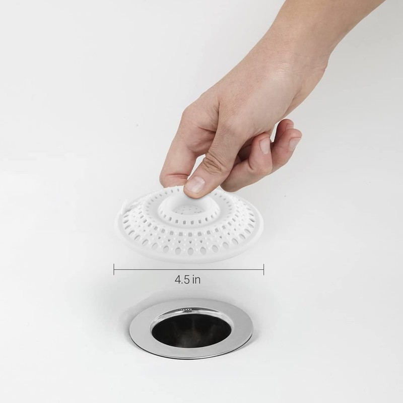 Meadow Lane Self-Sealing Hair Catcher for Multiple Drain Sizes, White