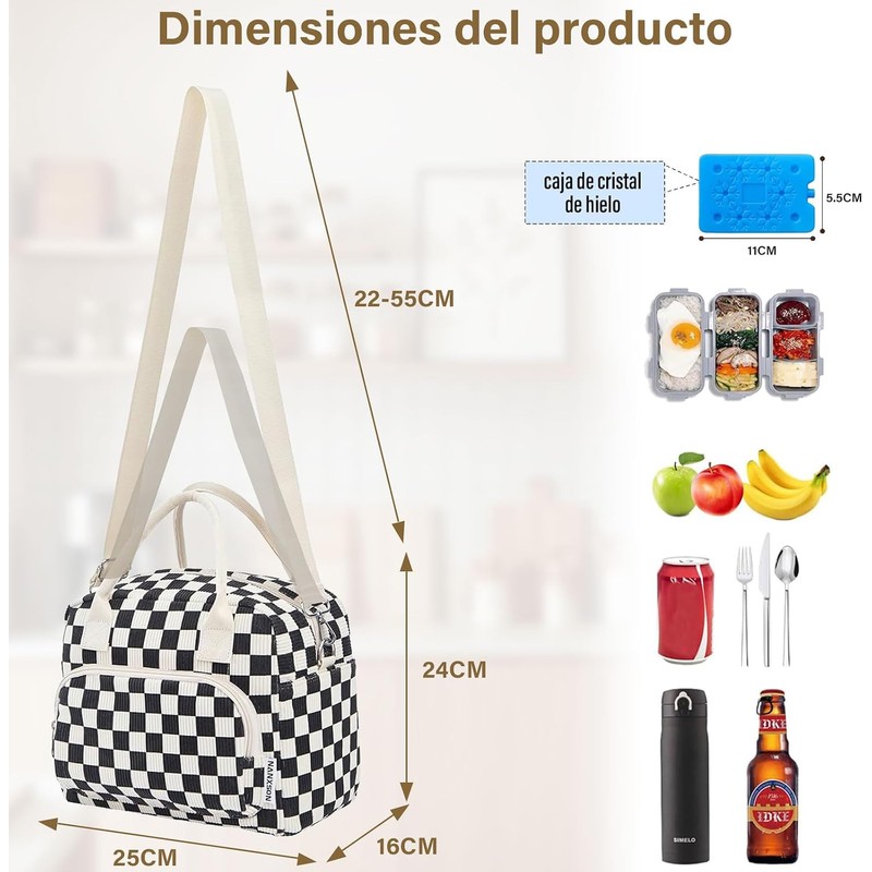 GALASALA Lonchera para Mujer 10L, Aislamiento Triple, Paquete Hielo 100g