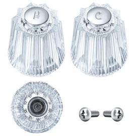 Enhon Shower Faucet Handle Replacement, Compatible with Price Pfister Contessa and Windsor Tub and Shower Faucets, Hot and Cold Knob Replacement, Clear Acrylic (2 Piece)