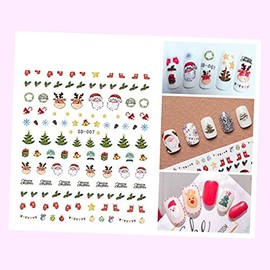 (Lot of 2 Sheets) Butterfly Nail Stickers Waterproof DIY Decal Pink Flower Type 007 Xmas for Nails Design Nail Art Stickers Decals Supplies Manicure Tips Sticker Colorful for Nail Decorations