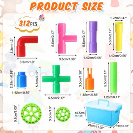 Libima 312 Pcs Tubular Pipes Building Blocks for Kids, Stem Building Blocks, Pipe Tube Locks Construction Set with Storage Box, Preschool Educational Learning Blocks for Boys Girls
