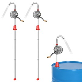 QWORK Aluminum Drum Rotary Hand Pump, 2 Pack Barrel Pump Hand Crank Oil Gas Barrel Drum Pump Rotary Oil Fuel for 5, 15, 30, 55 gal
