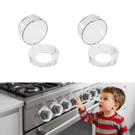 Stove Knob Safety Covers - 2 Pack Transparent Baby Proofing Gas & Oven Knob Locks for Child Safety, Toddler Proof Stove Knob Covers (Large 2-Piece Transparen)