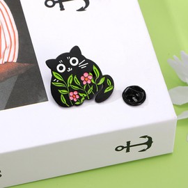 Cartoon Floral Cat Brooch, Funny Anime Enamel Lapel Pins Bulk Set Cool Brooch Button Pins Badge Aesthetic For Backpacks, Bag, Jacket, Cartoon Funny Cat