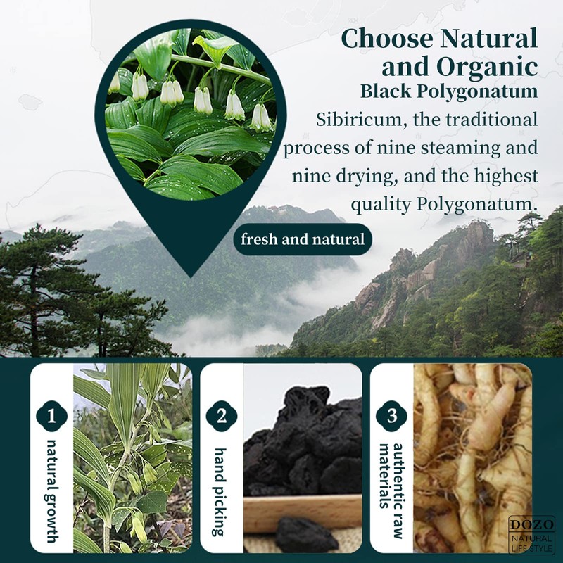 DOZO Rhizoma Polygonati Premium Wild Polygonatum Sibiricum 10.5oz/300g Huang Jing