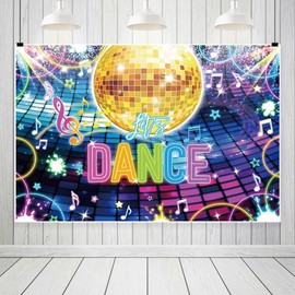Pnylzzyxh Lets Dance Party Backdrop Kids Hip Hop Dancing Birthday Decorations Retro Neon Glow Banner Back to The 70s 80s 90s Party Decoration Photo Shoot Backdrops Studio Props 7x5ft (210x150cm)