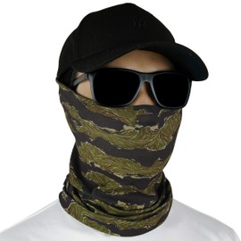 GOT Sports Fishing Mask Neck Gaiter - Breathable, Sun Protection Camo Mask for Men & Women - Scarf, Balaclava, Bandana - Fishing, Hunting, Hiking (Olive Tiger Stripe)