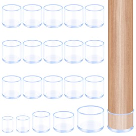 Glarks 20pcs 25mm/1in Round Chair Leg Caps, Clear PVC Furniture Pad Table Feet Covers, Round Chair Leg Covers to Protect Wood Tile Floors Felt Pads Furniture Leg Caps Reduce Noise