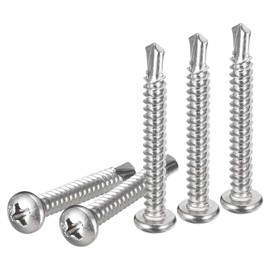 DTGN #10x1-1/2 Pan Head Self Drilling Screws - 50Pack - 410 Stainless Steel Phillips Drive Self Tapping Sheet Metal Screws