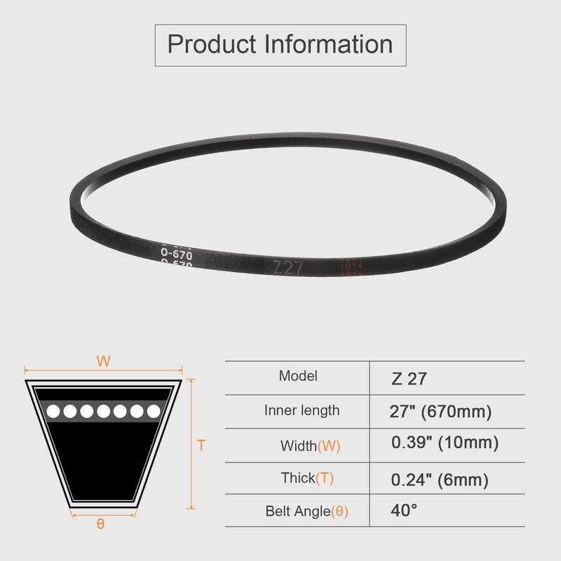 QUARKZMAN Z-27 Z Type V-Belt 670mm/27" Inner Length x 0.39"