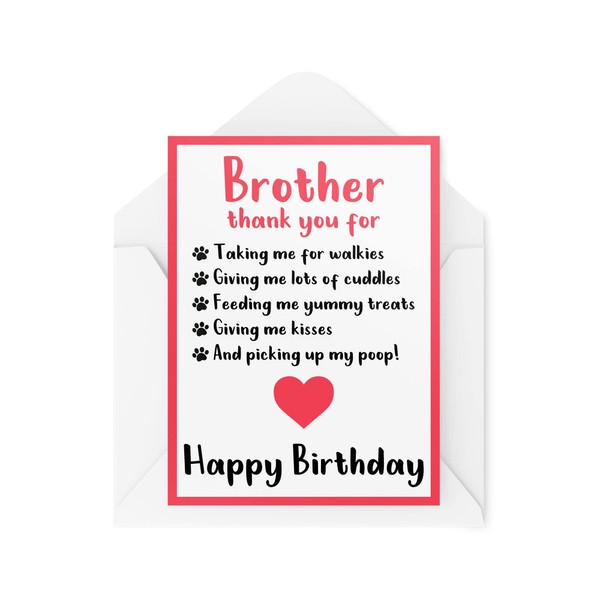 Funny Birthday Cards for Brother from The Dog | Pet Lover Greeting Cards On His Birthday | Puppy Card Thanks for Looking After Me - CBH240
